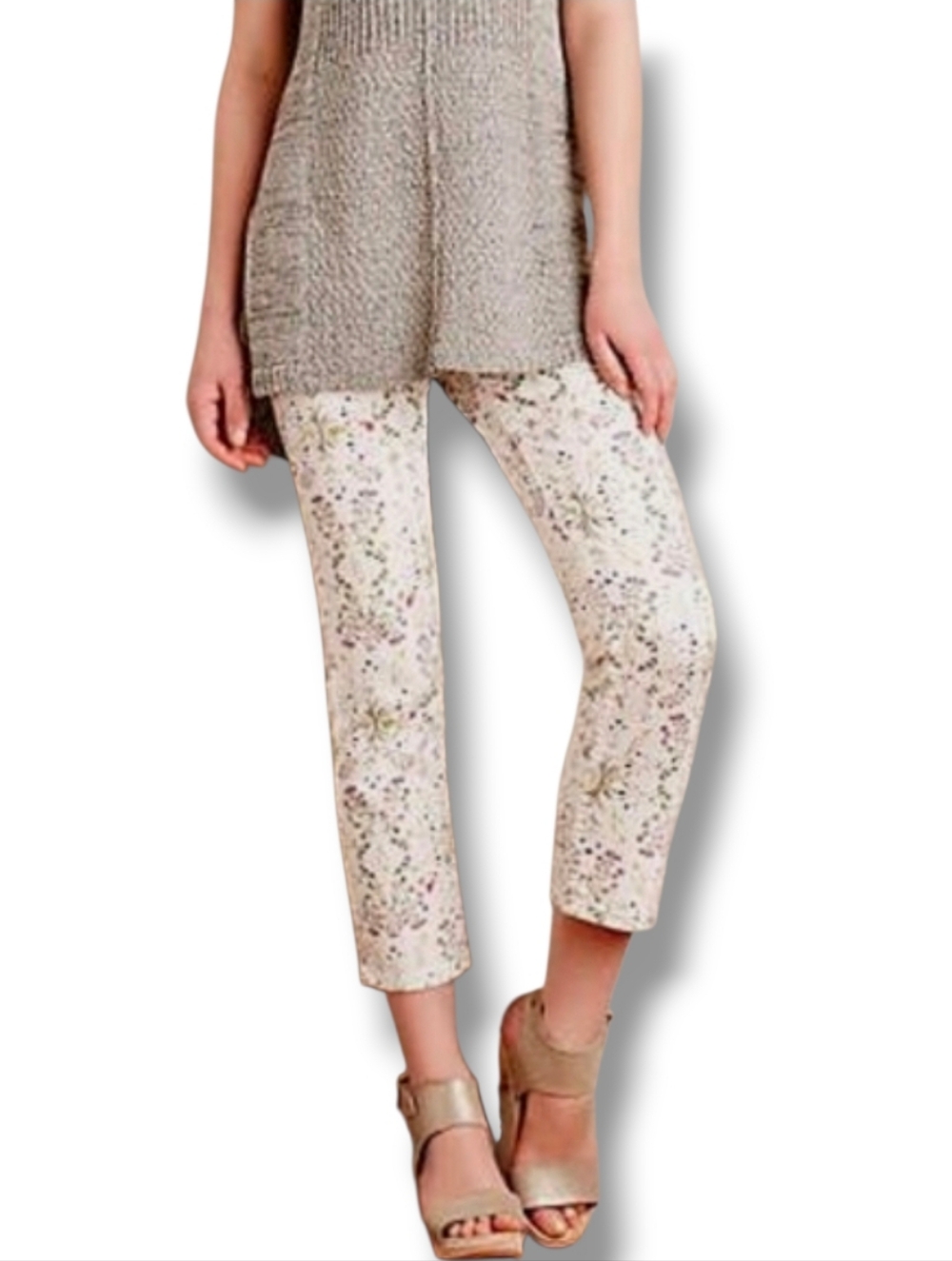 CLOSED Starlet Floral Skinny Jeans Size 27 Cream Botanical Print Stretch Denim